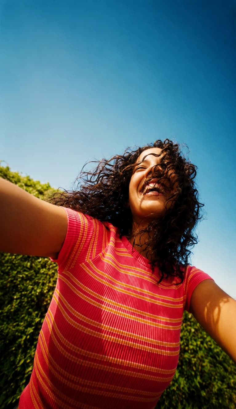 A person standing on a grassy hillside looking out at the sky